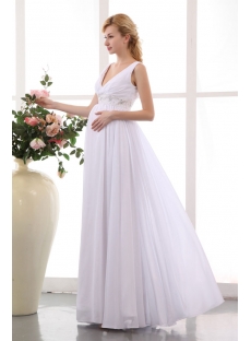 Beautiful Chiffon Long V-neckline Maternity Wedding Gowns