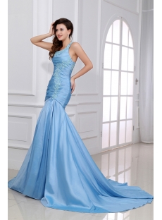 Blue One Shoulder Military Evening Gowns