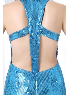 Blue Shine Sequins Criss-cross Short Cocktail Dresses