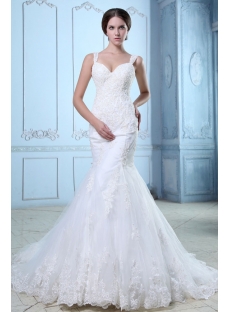 Charming Lace Fishtail Wedding Dress with Straps