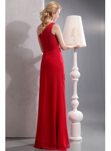 Charming Red One Shoulder Sheath Chiffon Bridesmaid Gowns