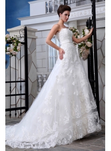 Charming Strapless A-line Lace Wedding Dresses Chicago