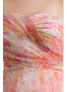 Colorful Printed Organza Long Pretty Prom Dress
