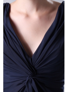 Dark Navy Slit Chiffon Long Evening Dress 2013 with V-neckline