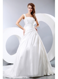 Discount Elegant One Shoulder Taffeta Wedding Dress for Old Women
