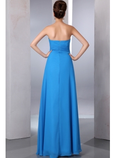 Elegant Blue Chiffon A-line Long Bridesmaid Dresses Strapless