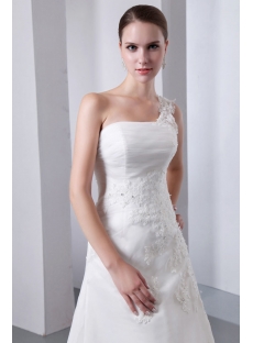 Elegant One Shoulder Long A-line Organza Bridal Gowns