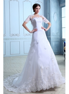 Elegant Organza A-line Princess Wedding Gown with Short Jacket