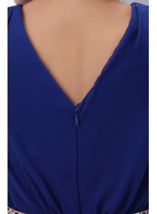 Elegant Royal blue V-neckline Chiffon Evening Dress with Belt