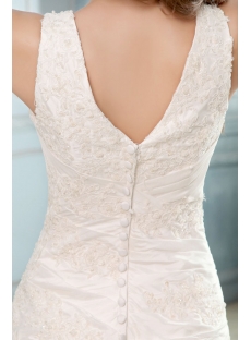 Elegant Taffeta V-neckline A-line with Buttons Wedding Dress