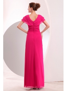 Fancy Hot Pink Butterfly Sleeves Chiffon Evening Dress