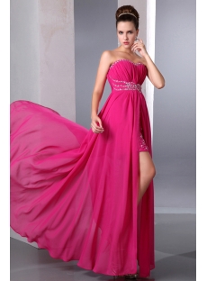 Fancy Hot Pink High Low Hem Prom Dresses under 200