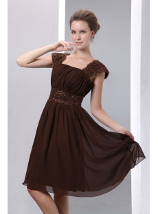 Fantastic Brown Chiffon Short Bridesmaid Dress with Low Back