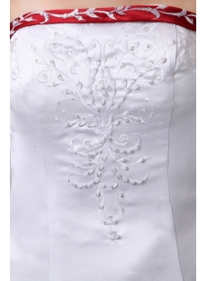 Fantastic Ivory and Burgundy Embroidery Satin Wedding Dress