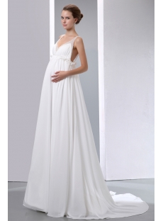 Flowing Chiffon Low Back Maternity Wedding Dresses with Straps
