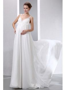 Flowing Chiffon Low Back Maternity Wedding Dresses with Straps