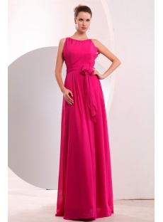 Flowing Hot Pink Modest Chiffon Evening Dress Spring