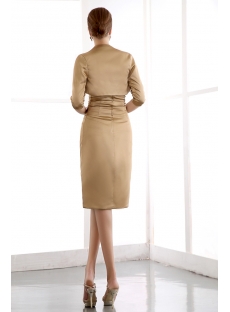 Golden brown Column Mother of Bride Dress with Middle Sleeves Jacket