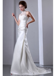 Graceful Lace Illusion High Neckline A-line Wedding Dress