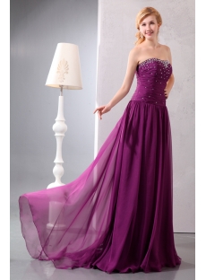 Grape Sweetheart Drop Waist Long Chiffon Evening Dress 2013 Cheap