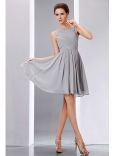 Gray Bateau Sleeveless Chiffon Short Homecoming Dresses