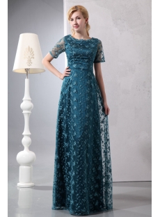 Hunter Green Short Sleeves Lace Mother of Bride Plus Size Dresses