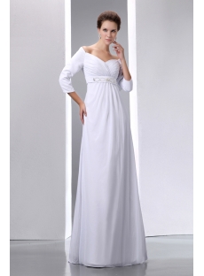 Ivory Chiffon Modest 3/4 Long Sleeves Prom Dress for Plus Size