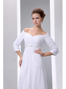 Ivory Chiffon Modest 3/4 Long Sleeves Prom Dress for Plus Size