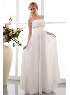 Ivory Strapless Long Chiffon Pregnant Beach Wedding Dresses