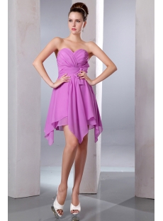 Lilac Sweetheart A-line Short Chiffon Asymmetrical Bridesmaid Dresses
