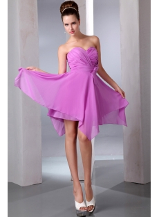 Lilac Sweetheart A-line Short Chiffon Asymmetrical Bridesmaid Dresses