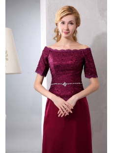 Mock 2 Pieces Off Shoulder Mother of Groom Gown with Short Sleeves