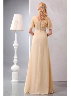 Modest Champagne Chiffon Long Formal Dresses with Sleeves