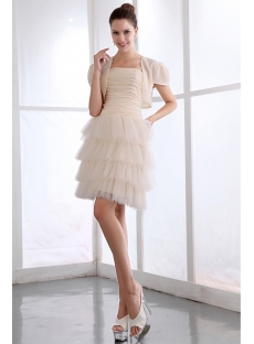 Modest Champagne Layers Short Homecoming Dress with Short Jacket