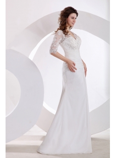 Modest Lace A-line Bridal Gown with Middle Sleeves