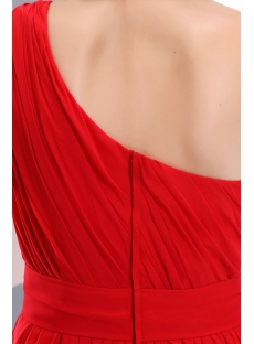 Modest Red One Shoulder Long Chiffon Evening Dress