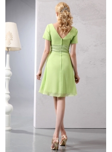 Modest Sage Chiffon Short Prom Dress with Short Sleeves