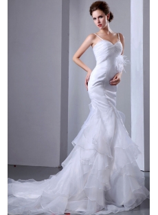 Organza Ostrich Feathers Fishtail Bridal Gown