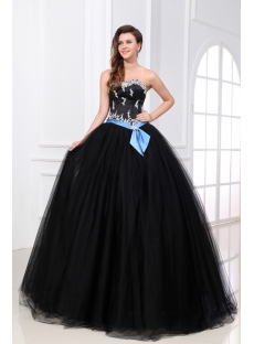 Pretty Black and Blue Colorful Ball Gown Dress