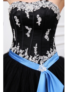 Pretty Black and Blue Colorful Ball Gown Dress