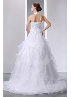 Pretty Halter Beaded Lace Ball Gown Wedding Dress with Lace up