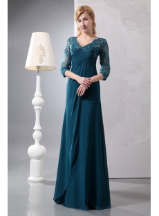 Pretty Hunter Green Lace Long Sleeves Mother of Groom Gown