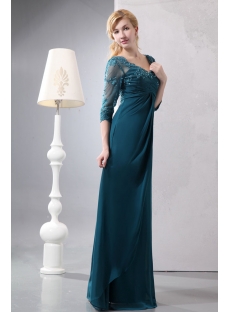 Pretty Hunter Green Lace Long Sleeves Mother of Groom Gown