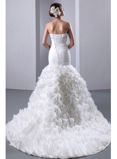 Pretty Ruffle Mermaid Bridal Gowns 2014 with Ostrich Feathers