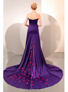 Purple Sweetheart Evening Dress with Fuchsia Handmade Flowers