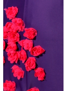 Purple Sweetheart Evening Dress with Fuchsia Handmade Flowers