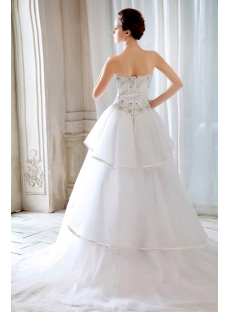 Romantic Beaded Cinderella Basque Bridal Gowns with Chapel Train