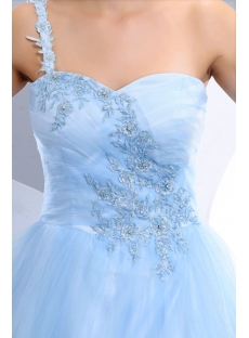 Cheap Romantic Blue One Shoulder Tulle Quinceanera Dress