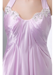 Romantic Lilac Halter Floor Length Prom Gown for Full Figure