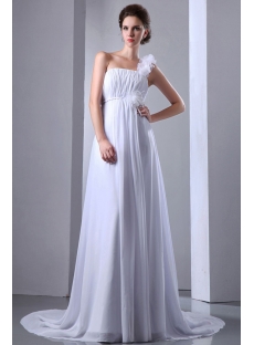Romantic Plus Size Chiffon Empire One Shoulder Bridal Gowns